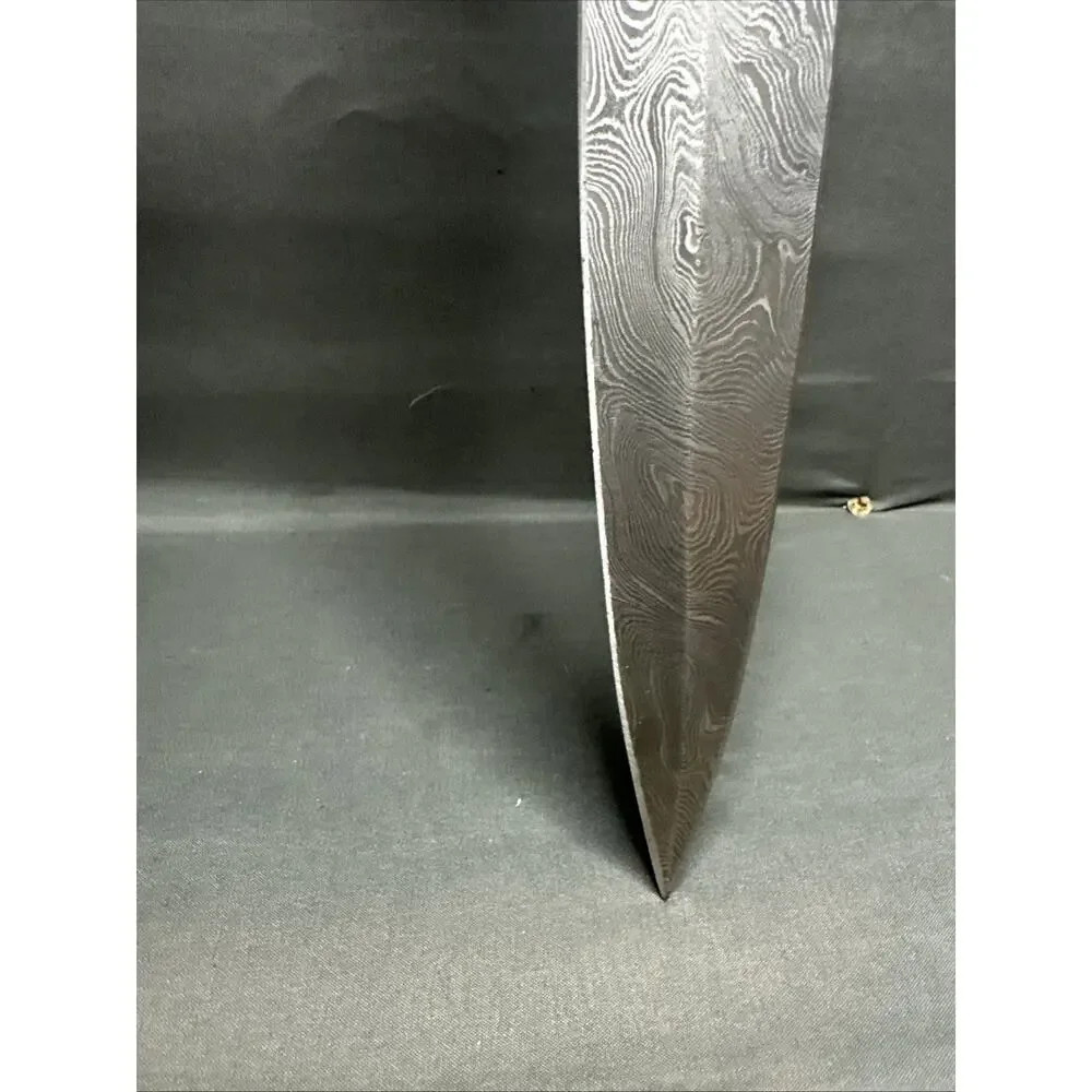 BEAUTIFUL CUSTOM DAMASCUS COLLECTIBLE DAGGER KNIFE MILITARY WORK + LEATHER SHEAT